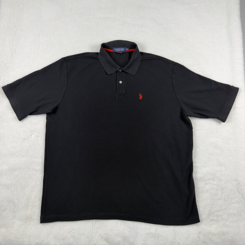US Polo Assn Mens Ultimate Pique Polo Shirt Black Short Sleeve 3XLT Big & Tall